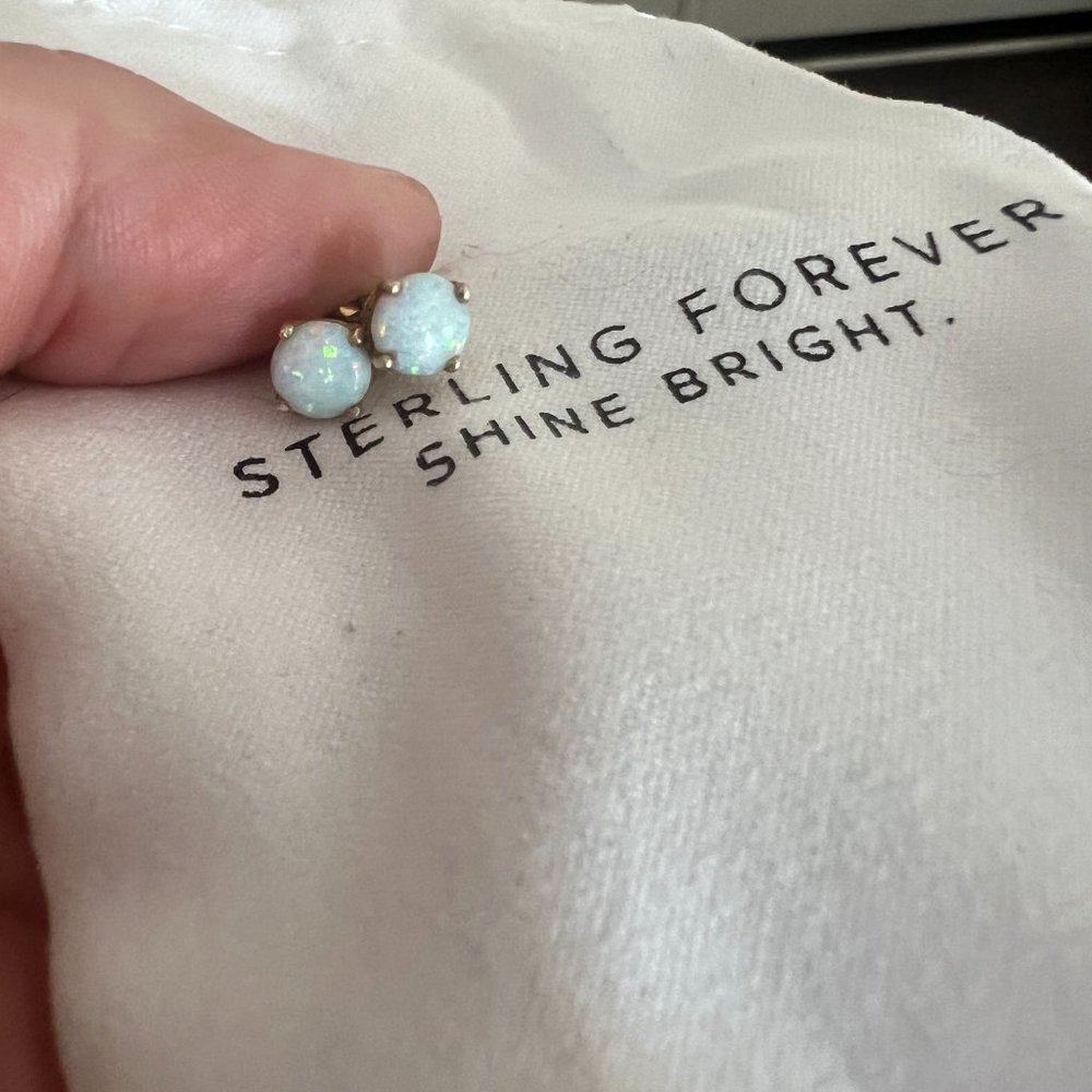 Gold-Plated Sterling Silver 6mm Opal Studs
